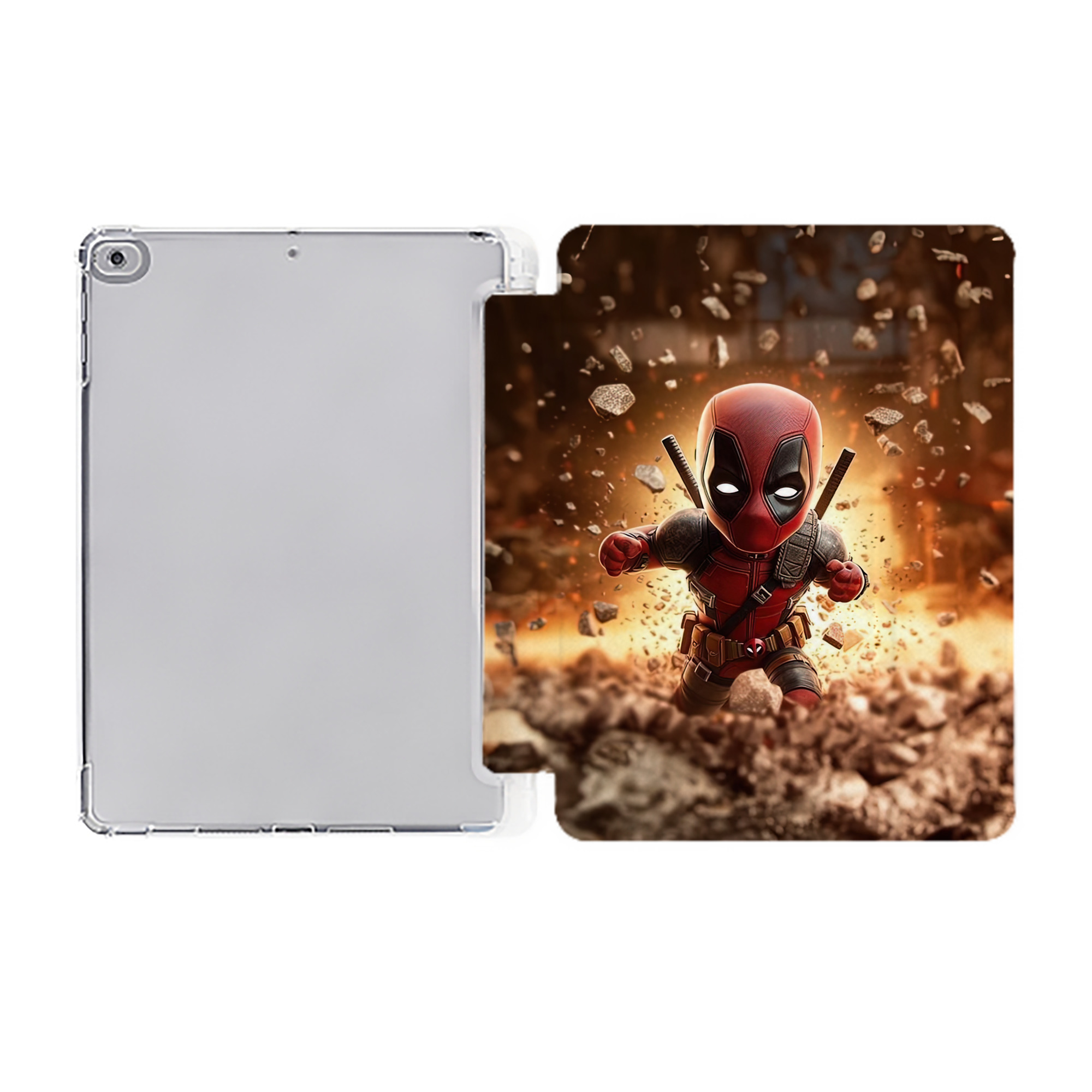 （画像用） Deadpool デッドプール IPad ケース ペン収納付き 三つ折りスタンド PUレザー×シリコン 対応機種9.5/10.5/10.9インチ
